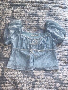 Altar’d State Blue Tie Front Top